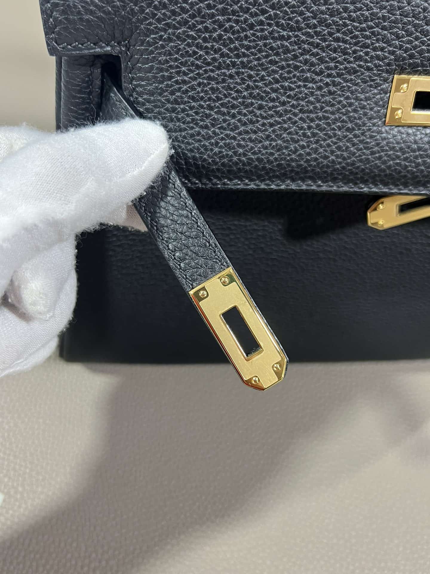 Hermes Kelly 25/28/32cm Retourne Bag Togo Leather In Black WAX High