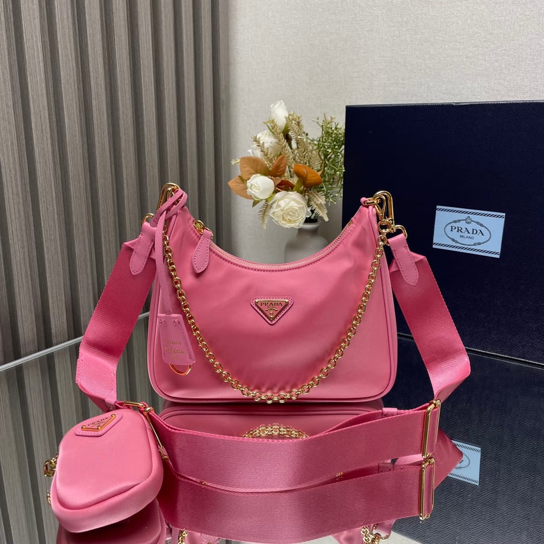 Prada Re-Edition 2005 Nylon bag 1BH204 Peach-pink High