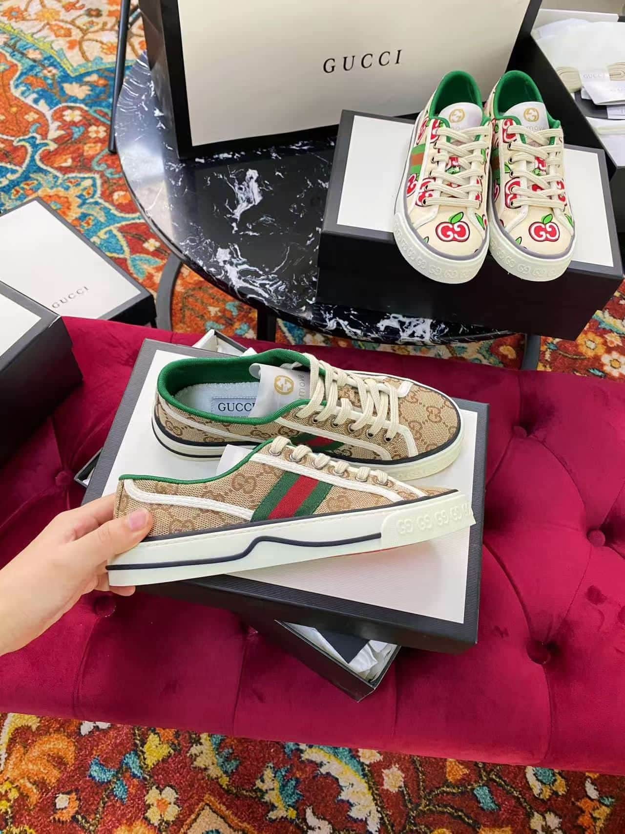 Gucci Tennis 1977 Sneaker Shoes in beige/ebony GG canvas