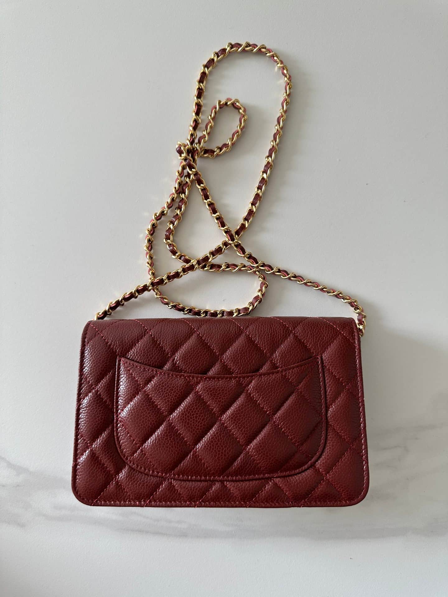 Chanel Classic Wallet on Chain Grained Shiny Calfskin & Gold-Tone Metal AP4241 Dark Brown High