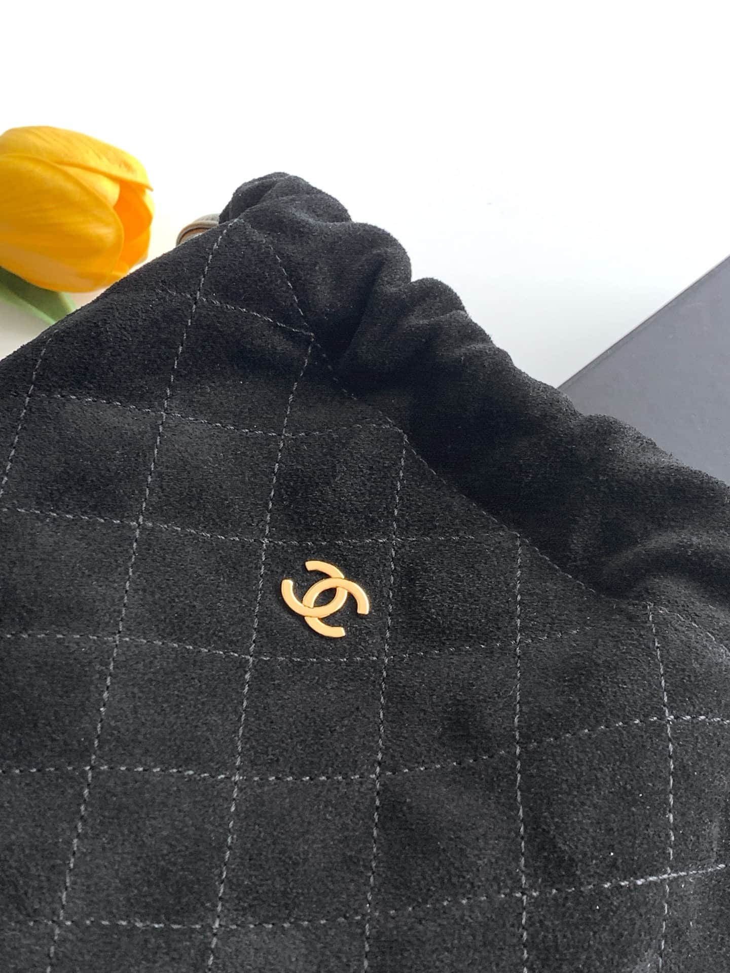 Chanel Clutch with Leather Strap Suede Calfskin & Gold-tone Metal AP5227 Black A