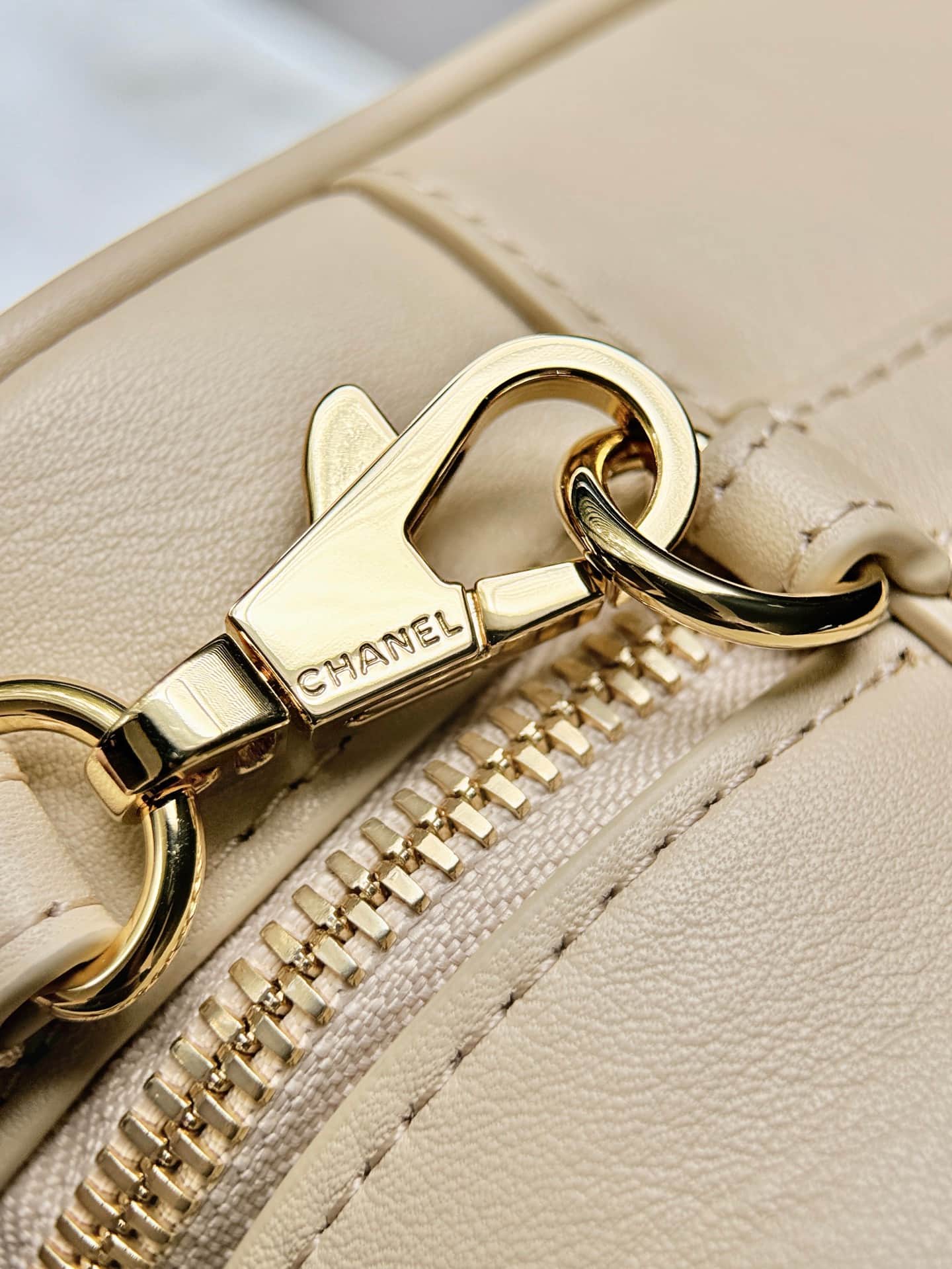 Chanel Mini Bowling Bag Calfskin & Gold-Tone Metal Beige AP5528 A