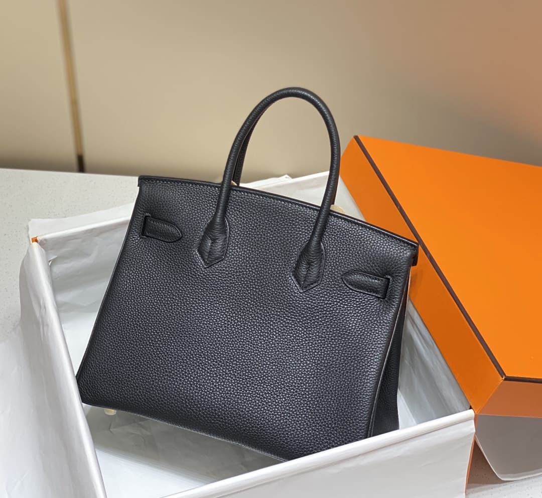 Hermes Birkin 25/30/35cm Bag Calfskin Silver/Gold Metal In Black High