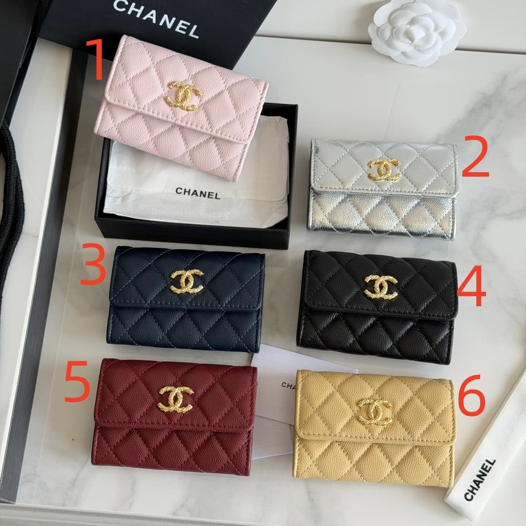 Chanel Card Holder Shiny Grained Calfskin Strass & Gold-Tone Metal AP5079 High