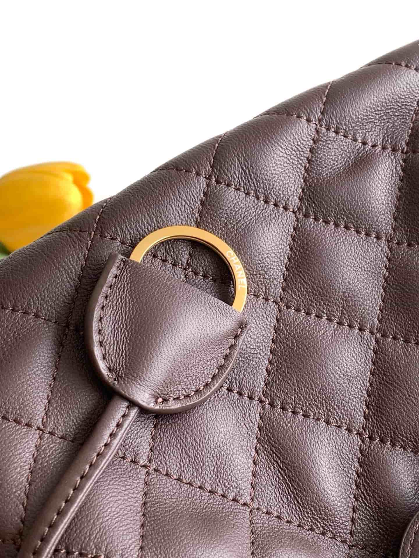 Chanel Clutch with Leather Strap Quilted Leather & Gold-tone Metal AP5227 Brown A