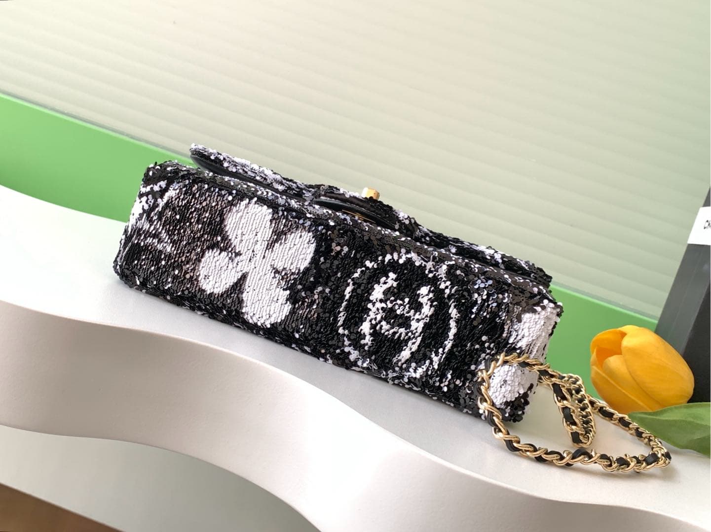 Chanel Flap Bag Sequins & Gold-Tone Metal AS4561  A