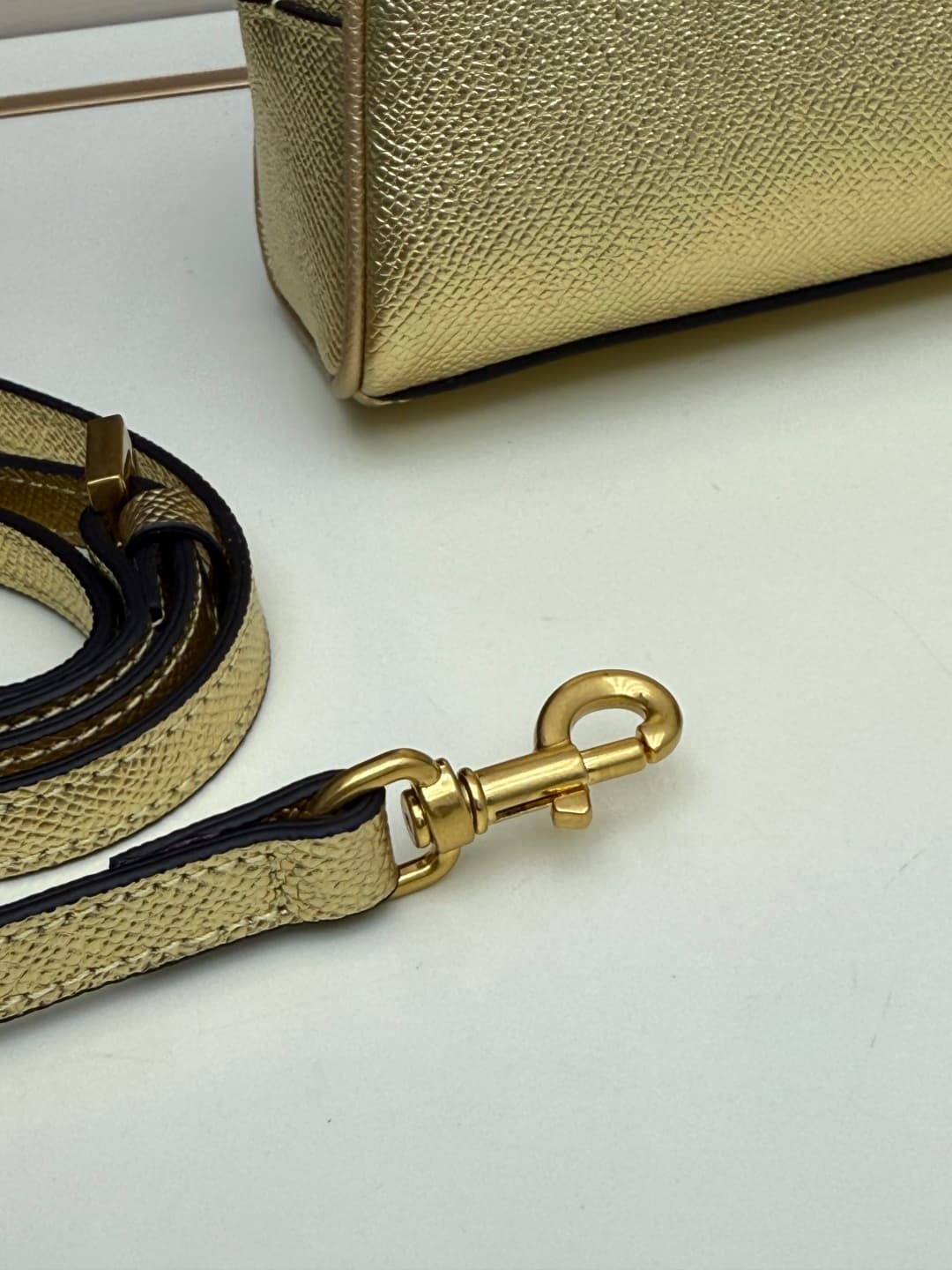 Valentino VLogo Signature Mini Bowling Bag in Grainy Calfskin Gold High