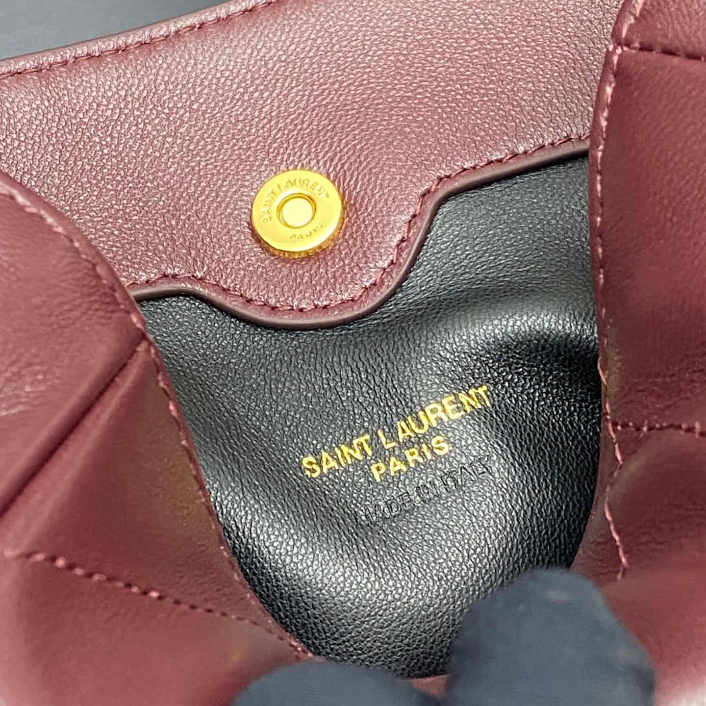 Saint Laurent Jamie Mini Leather Bucket Bag Burgundy Lambskin 859174 High