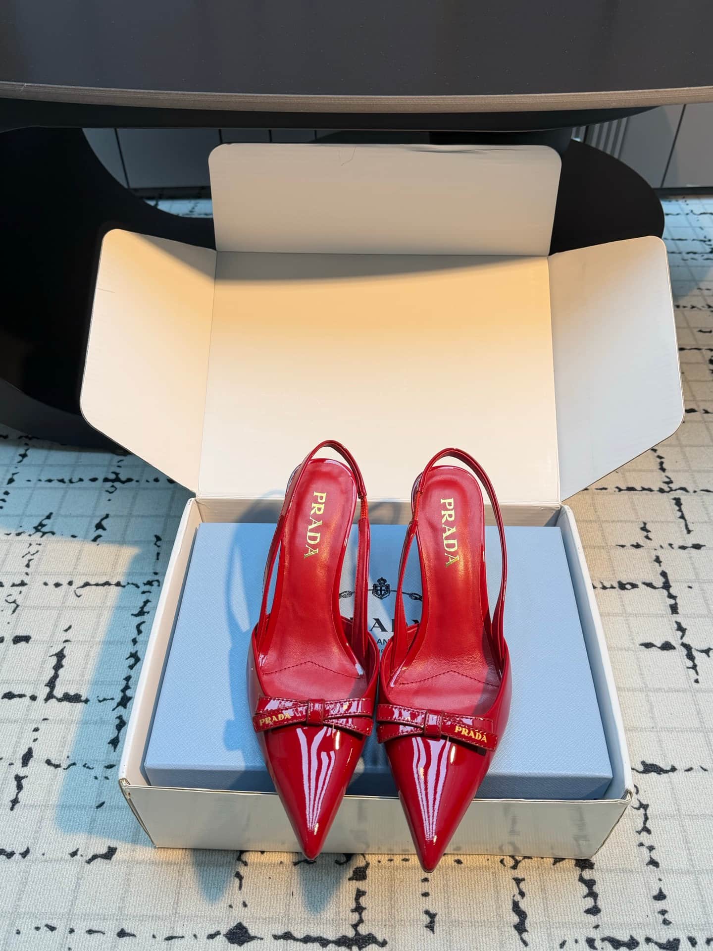 Prada Bow Pointed Toe Slingback Pumps Women