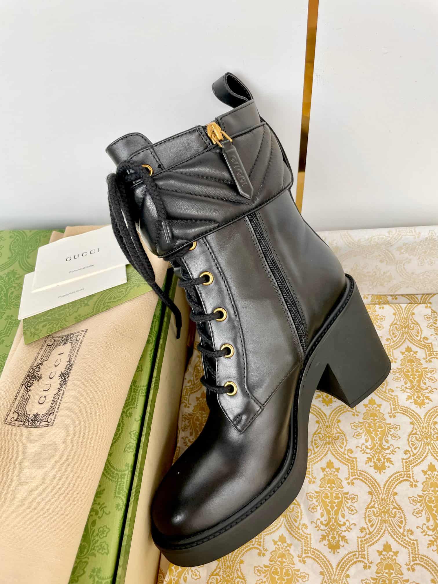 Gucci Double G Leather Boots Shoes Women