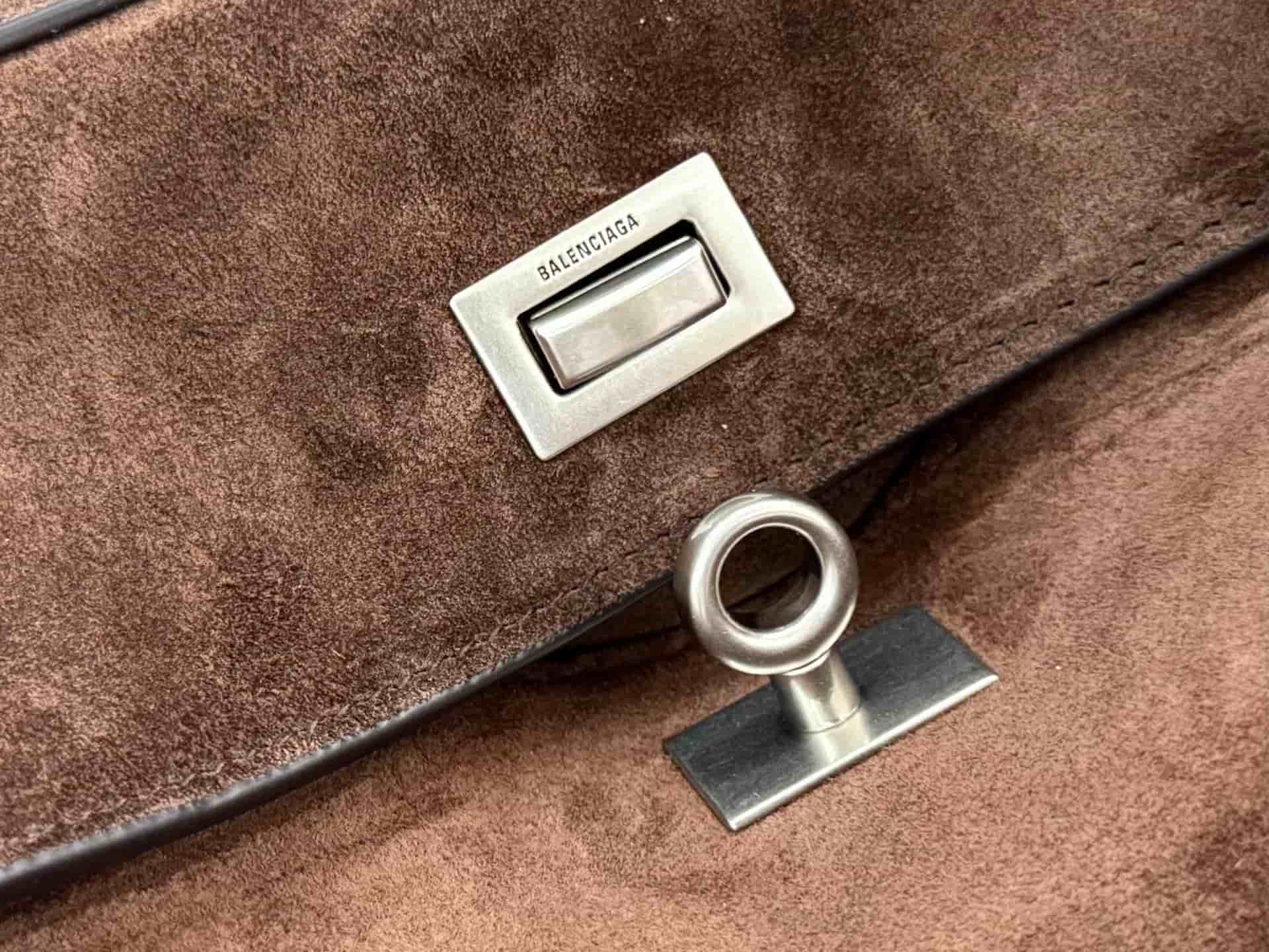 Balenciaga Rodeo Small Bag in Light Espresso Waxed Suede Calfskin With Silver-Tone Metal TOP
