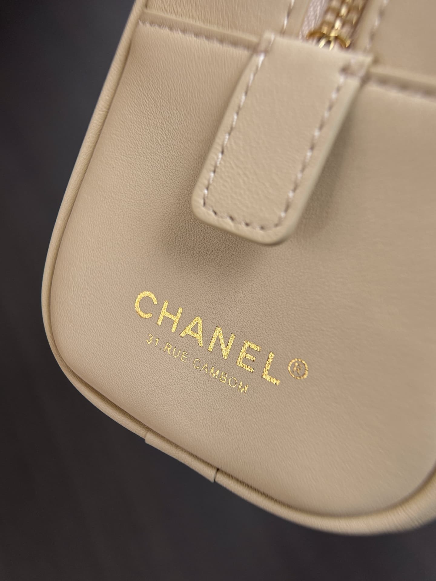 Chanel Large Bowling Bag Calfskin & Gold-Tone Metal Beige AS6580 High