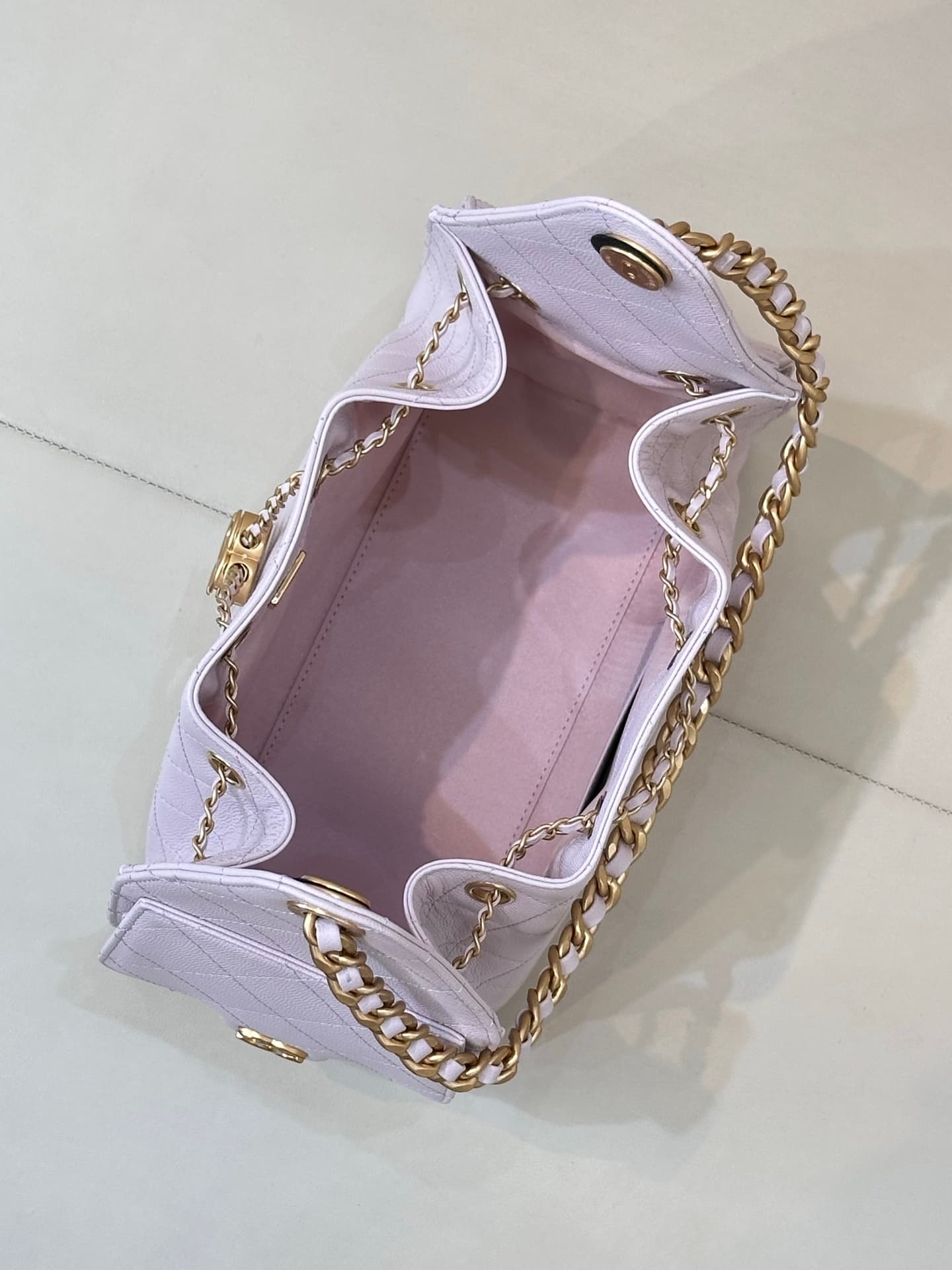 Chanel 25 Small Hobo handbag AS5293 Grained Calfskin & Gold-tone Metal Light Pink TOP