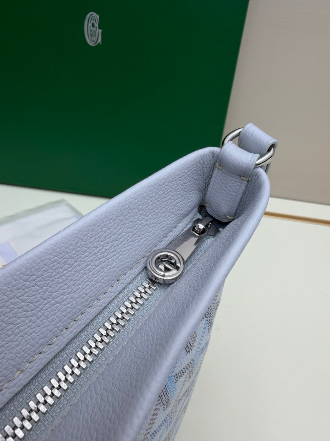 Goyard Conti pouch Goyardine canvas and Chevroches Calfskin Grey-Blue High