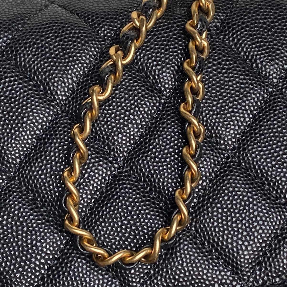 Chanel Mini Flap Bag with Top Handle Grained Shiny Calfskin & Gold-Tone Metal Black AP4798 A