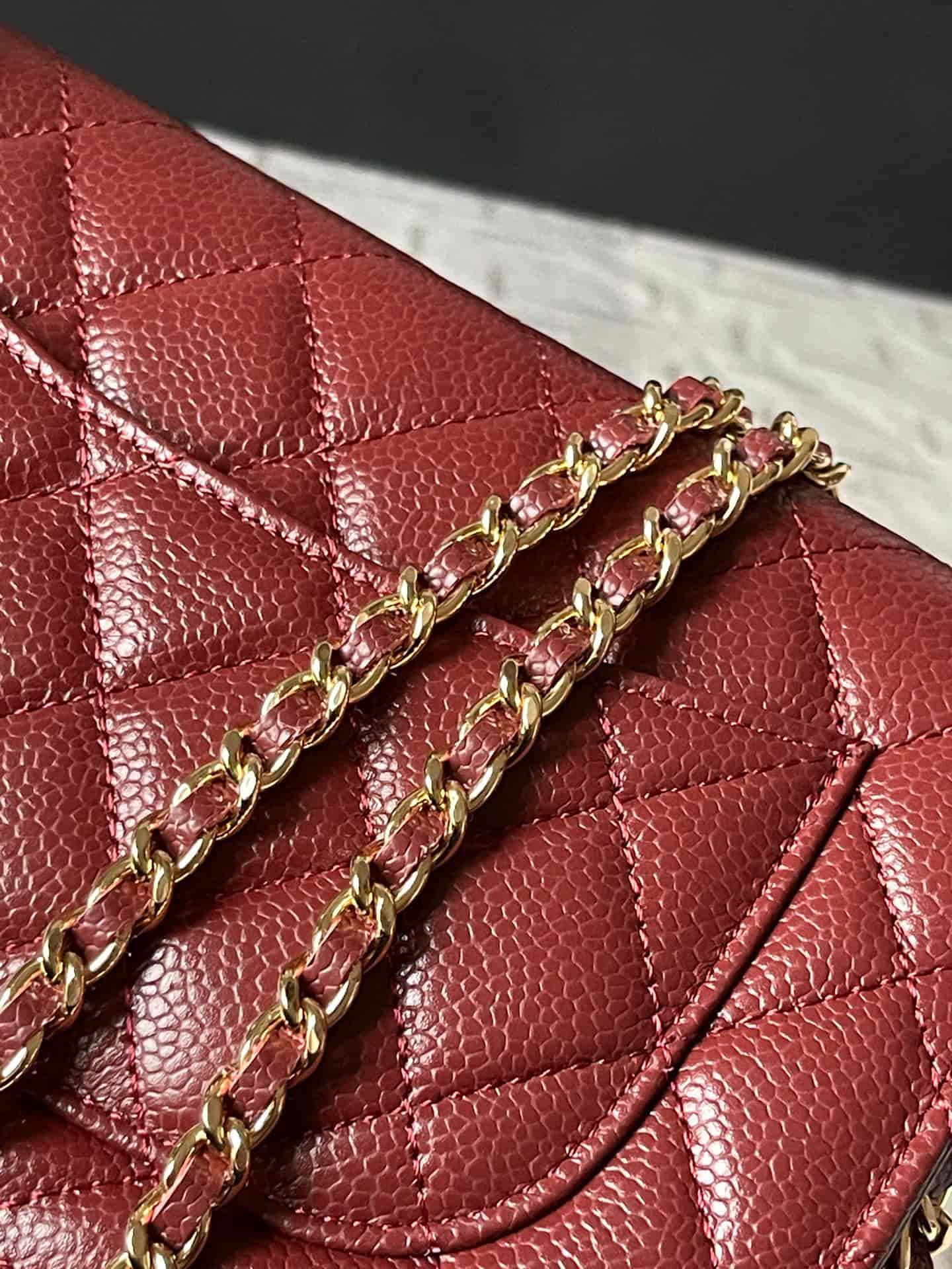 Chanel Classic Wallet on Chain Grained Shiny Calfskin & Gold-Tone Metal AP4241 Dark Brown A