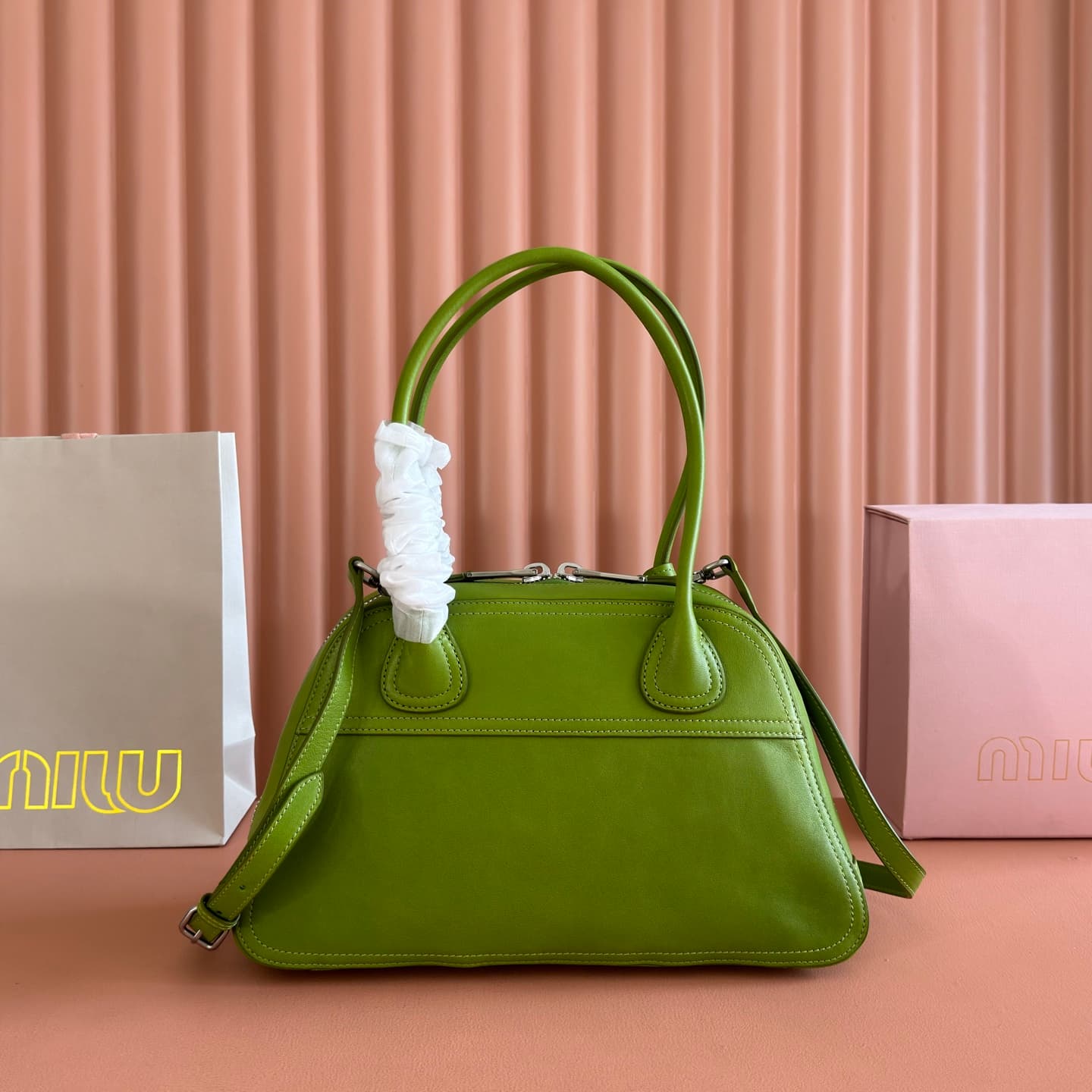 Miu Miu Vivant nappa leather bag Green 5BB199 TOP