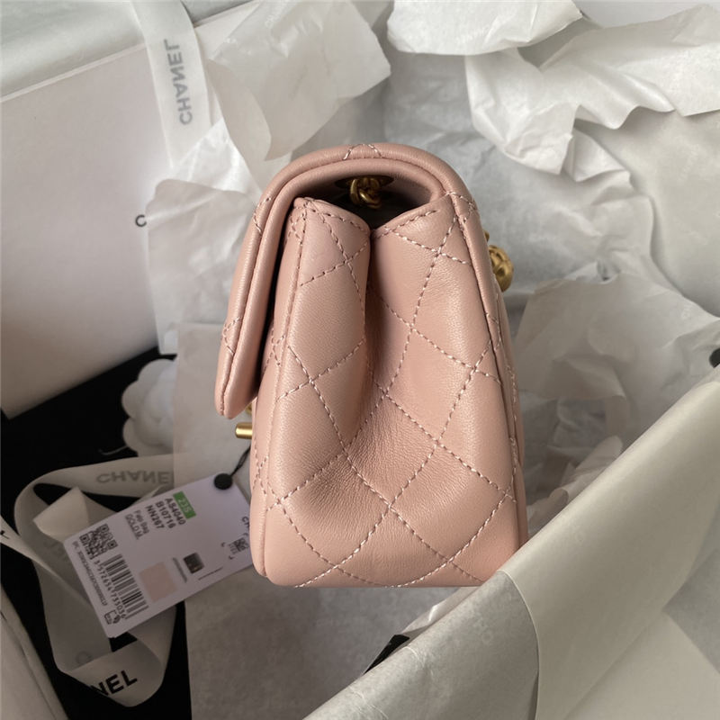 Chanel SUPERMINI FLAP BAG AS4040 Lambskin & Gold-Tone Metal Pink A