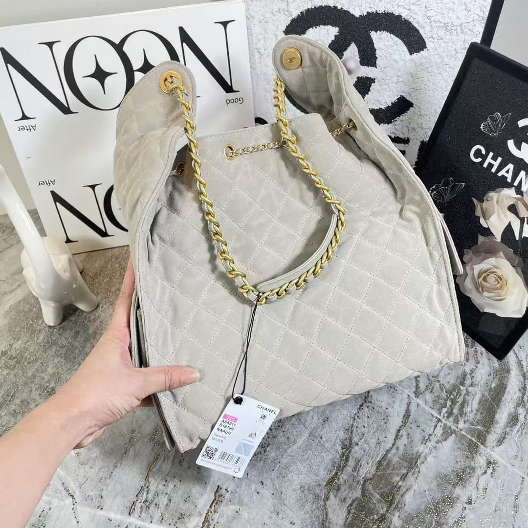 Chanel 25 Medium Hobo handbag AS5311 Suede & Gold-tone Metal Grey High
