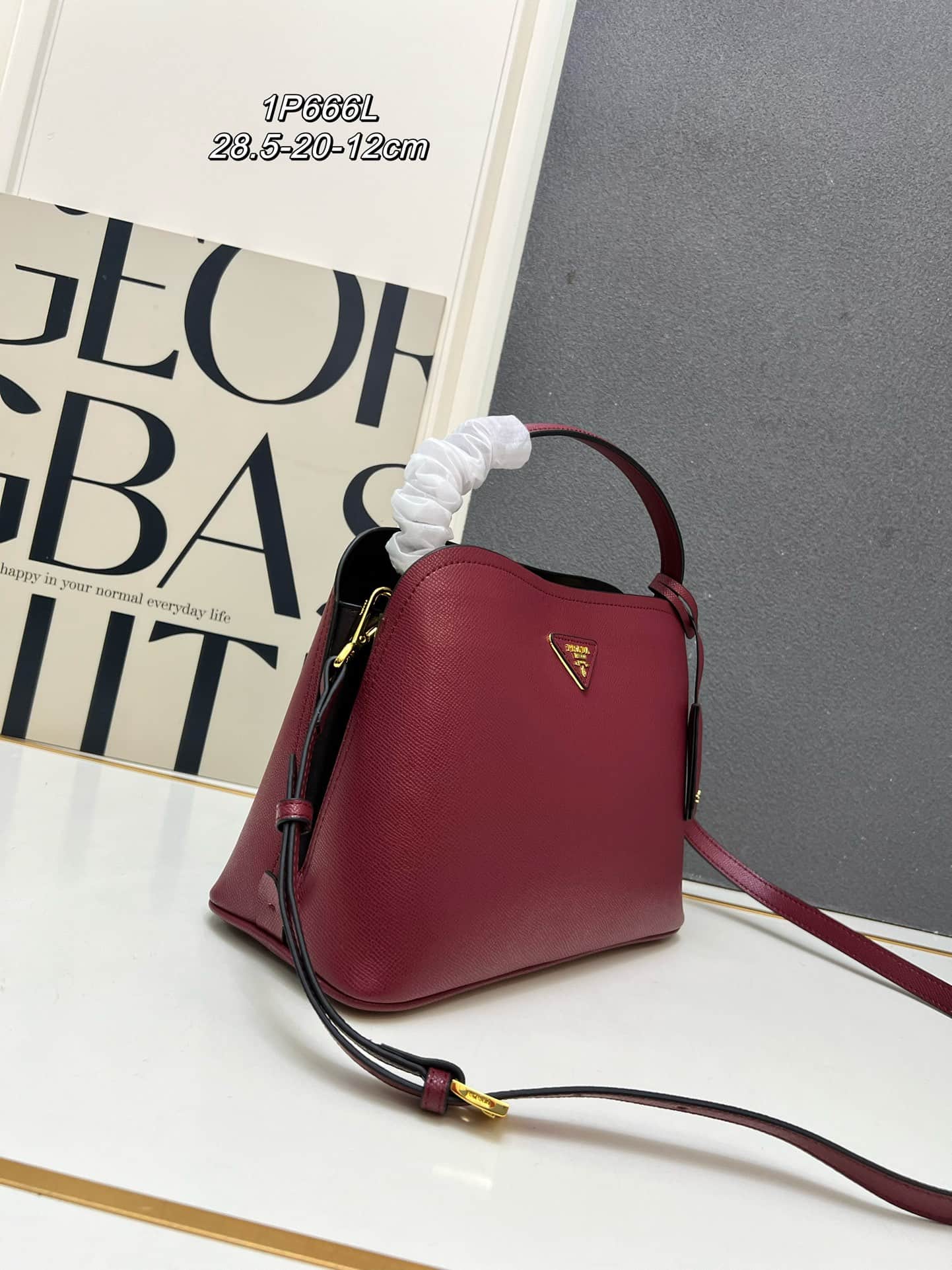 Prada Saffiano Leather Matinée Handbag Claret