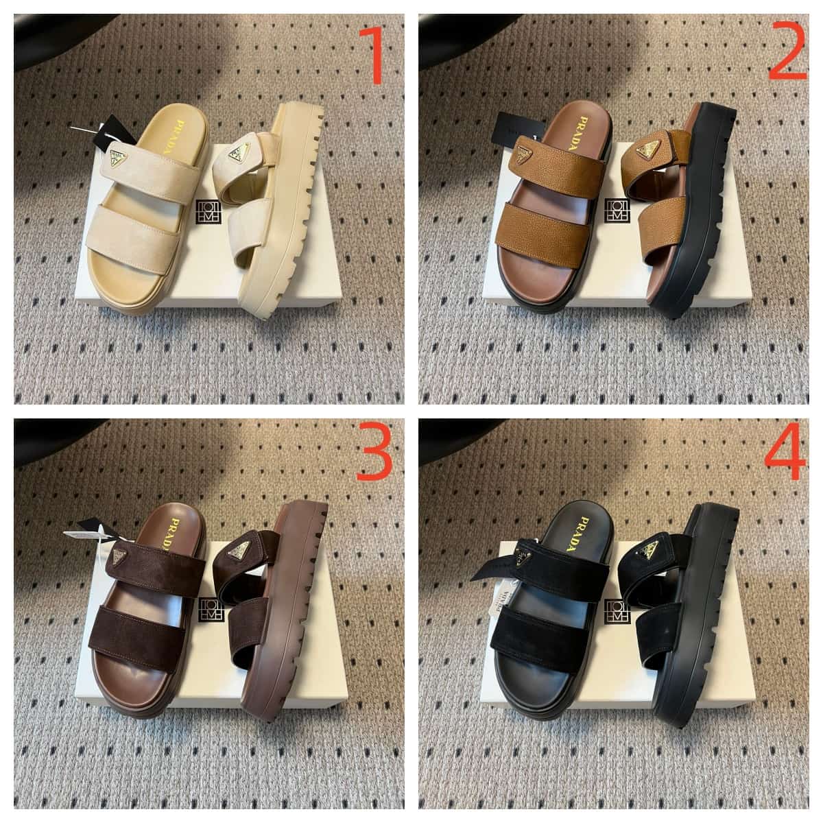 Prada Suede Double-Strap Platform Slides Women