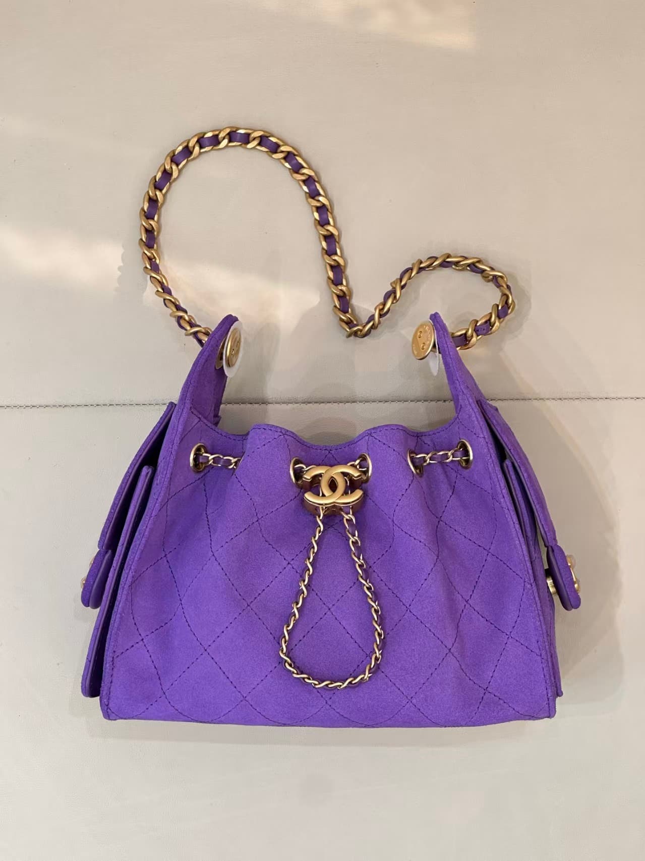 CHANEL 25 Mini Handbag AS5631 Suede &Gold-tone Metal Purple TOP