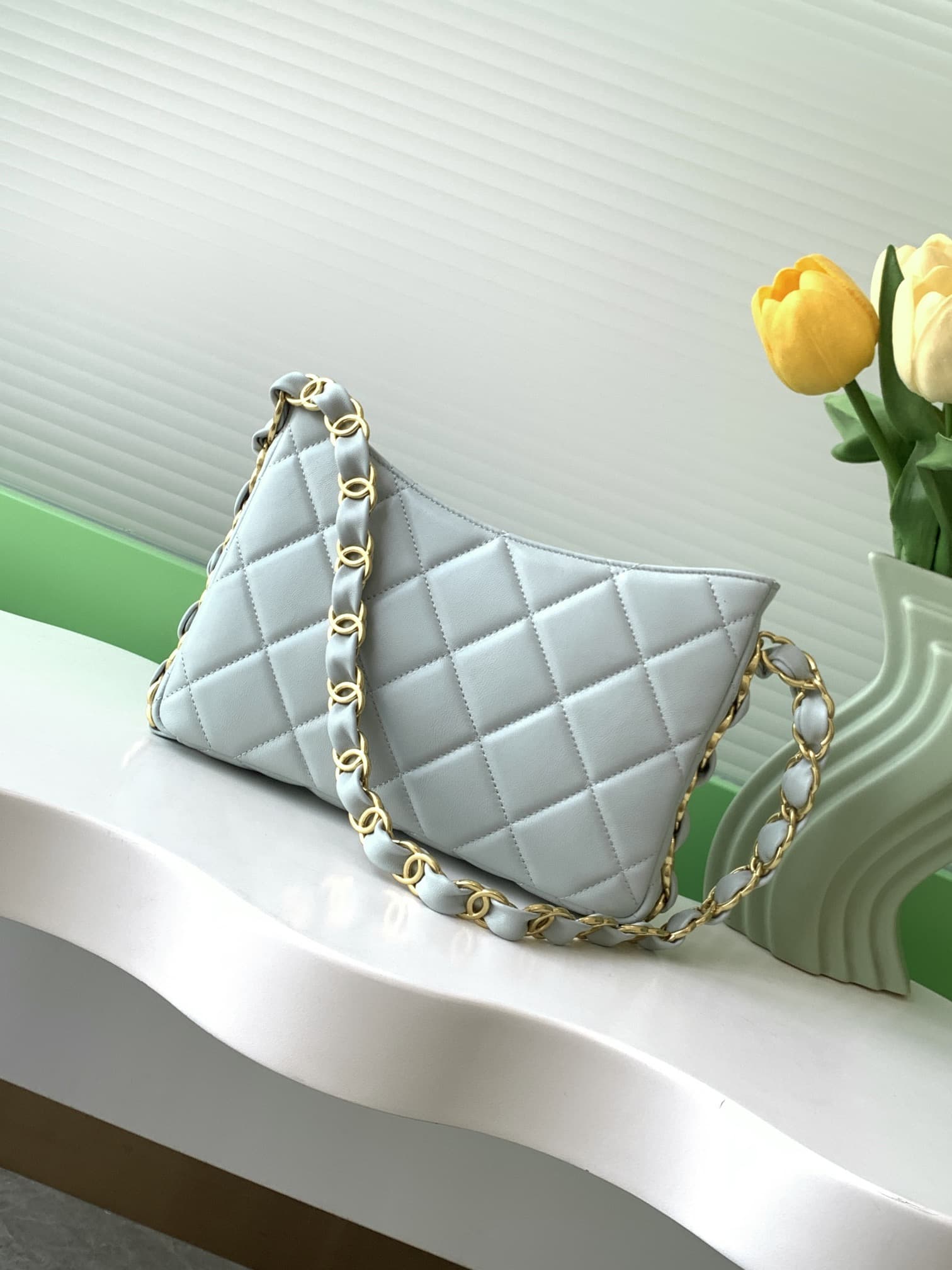 Chanel HOBO HANDBAG AS5177 Lambskin & Gold-Tone Metal Blue A