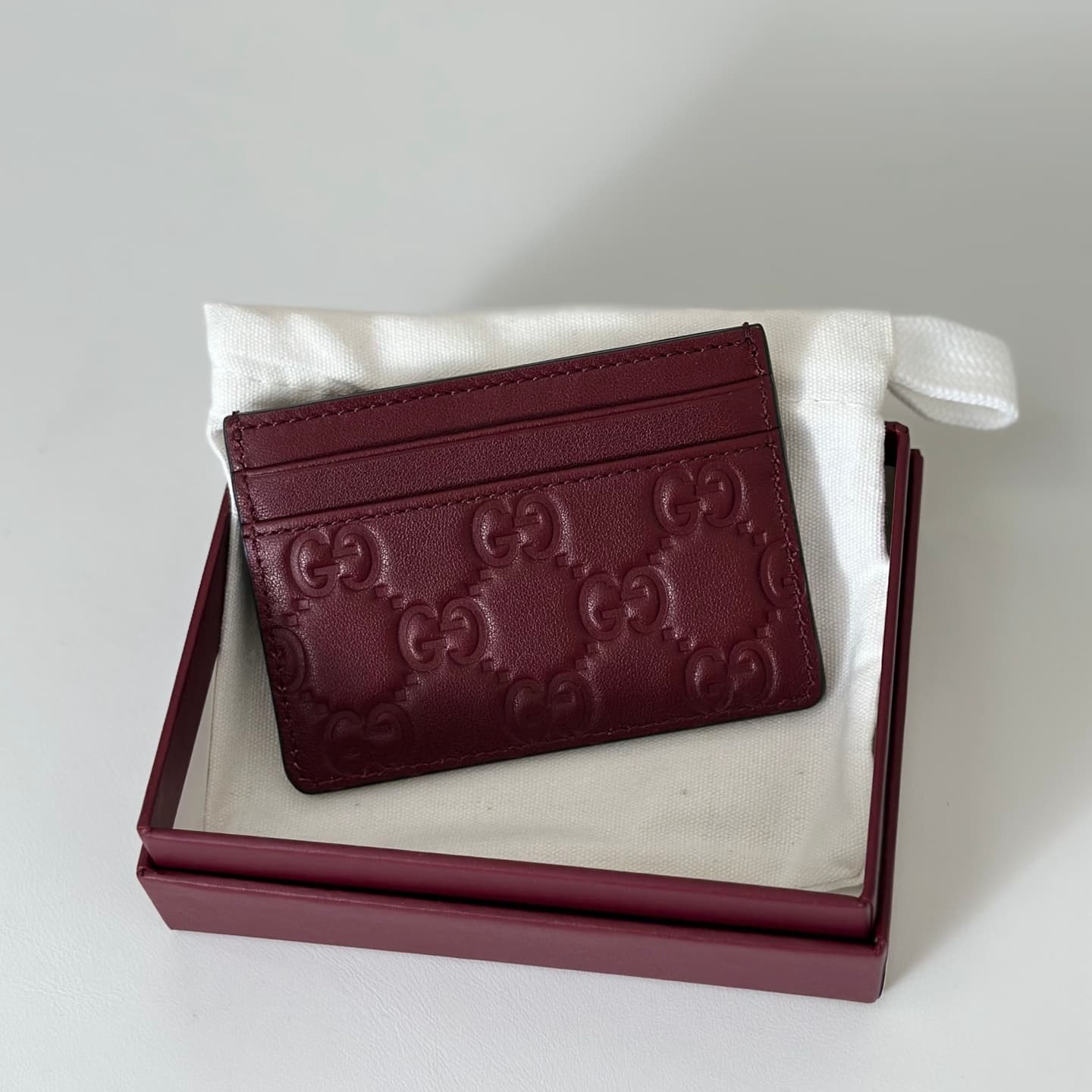 Gucci GG Emblem card case Burgundy 847204 High