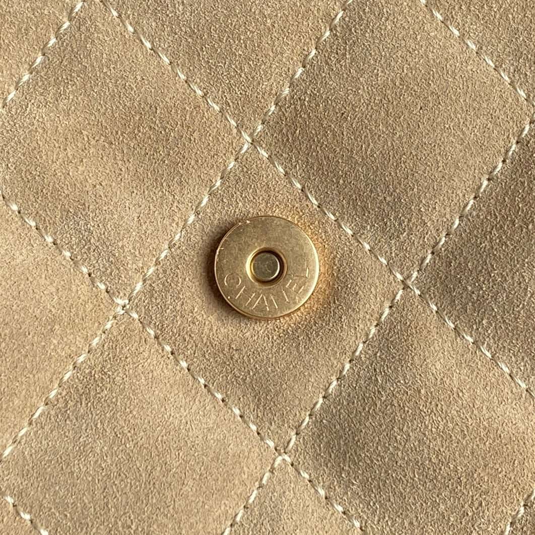 Chanel 25 Medium Hobo Medium handbag AS5311 Suede & Gold-tone Metal Camel High