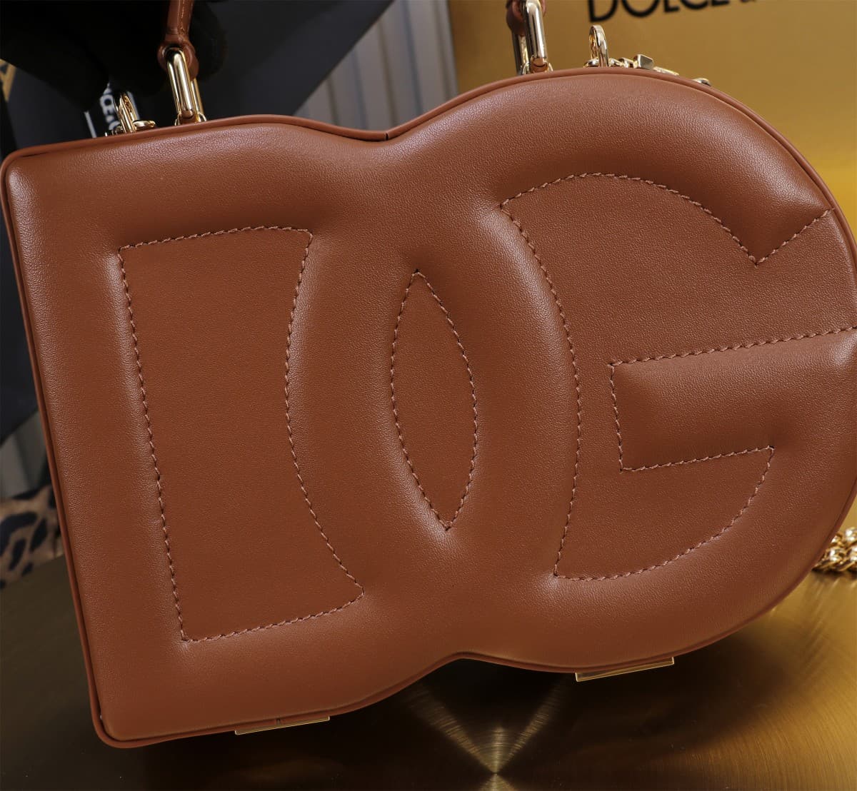 Dolce & Gabbana brown leather DG Logo handbag high
