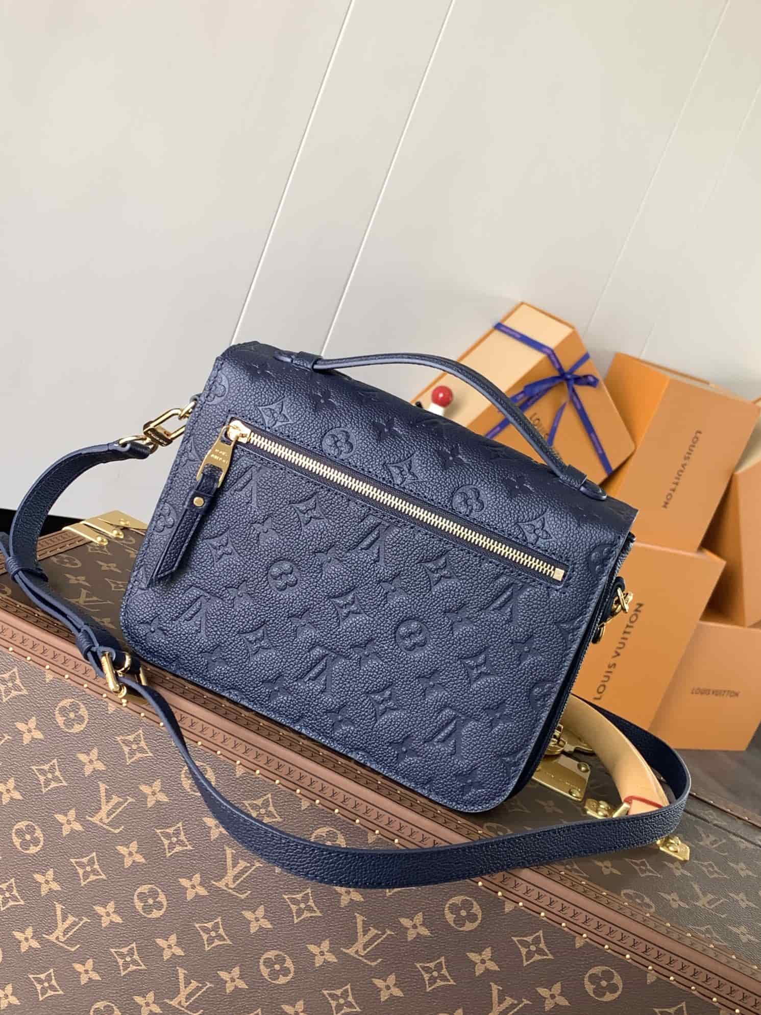 Louis Vuitton POCHETTE METIS Bag Monogram Empreinte Navy Blue M47142 High
