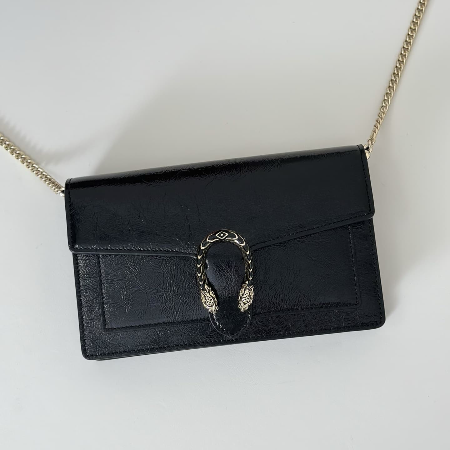 DIONYSUS WALLET ON CHAIN 837374 Black leather High
