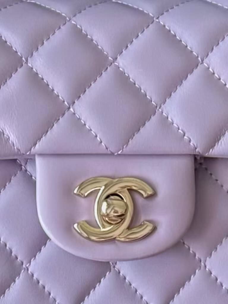 Chanel Mini Classic Handbag Lambskin & Gold-Tone Metal AS2431 Purple TOP