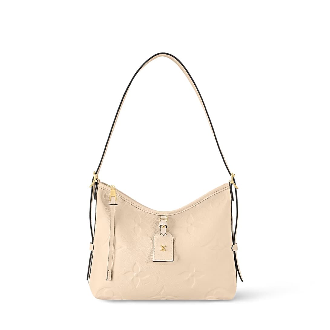 Louis Vuitton CARRYALL PM Crème Beige Embossed supple grained cowhide leather M46293 TOP