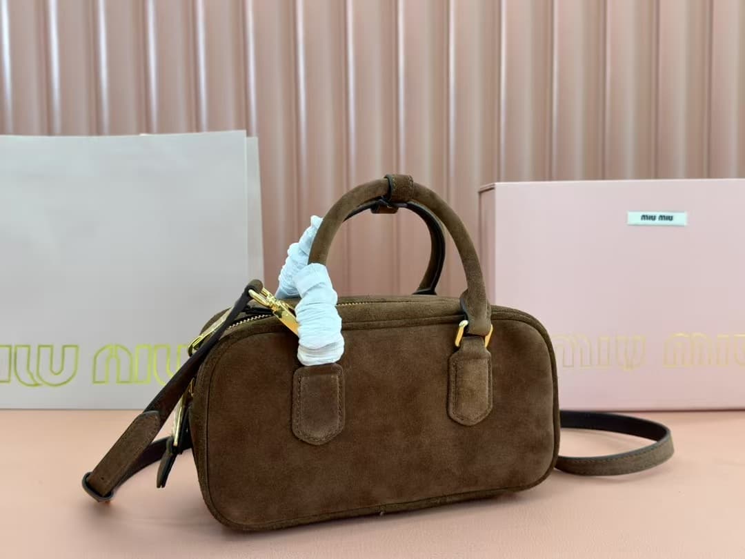 Miu Miu Arcadie padded suede top-handle bag High