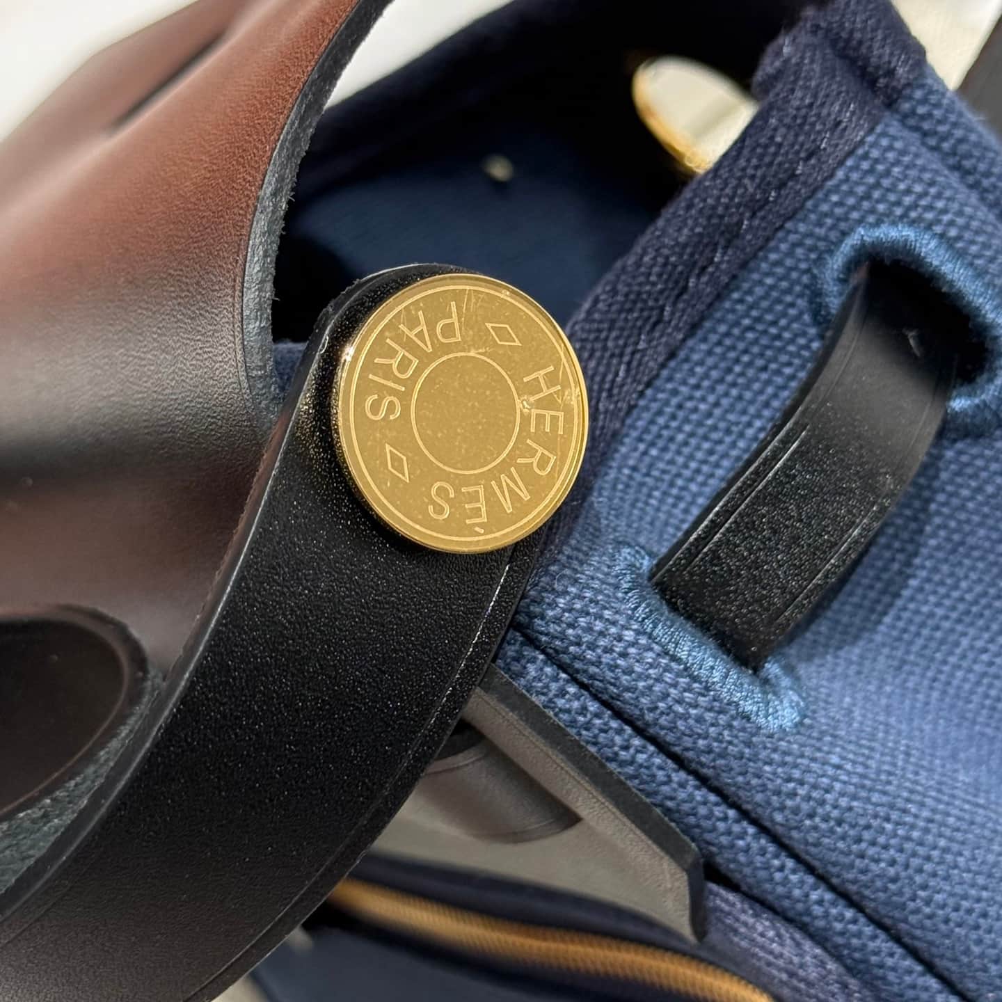 Hermes Herbag Zip Mini 20 bag Canvas and Leather Deep Bleu TOP