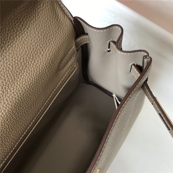 Hermes Kelly 25/28/32cm Retourne Bag Togo Leather In Tourterelle WAX High