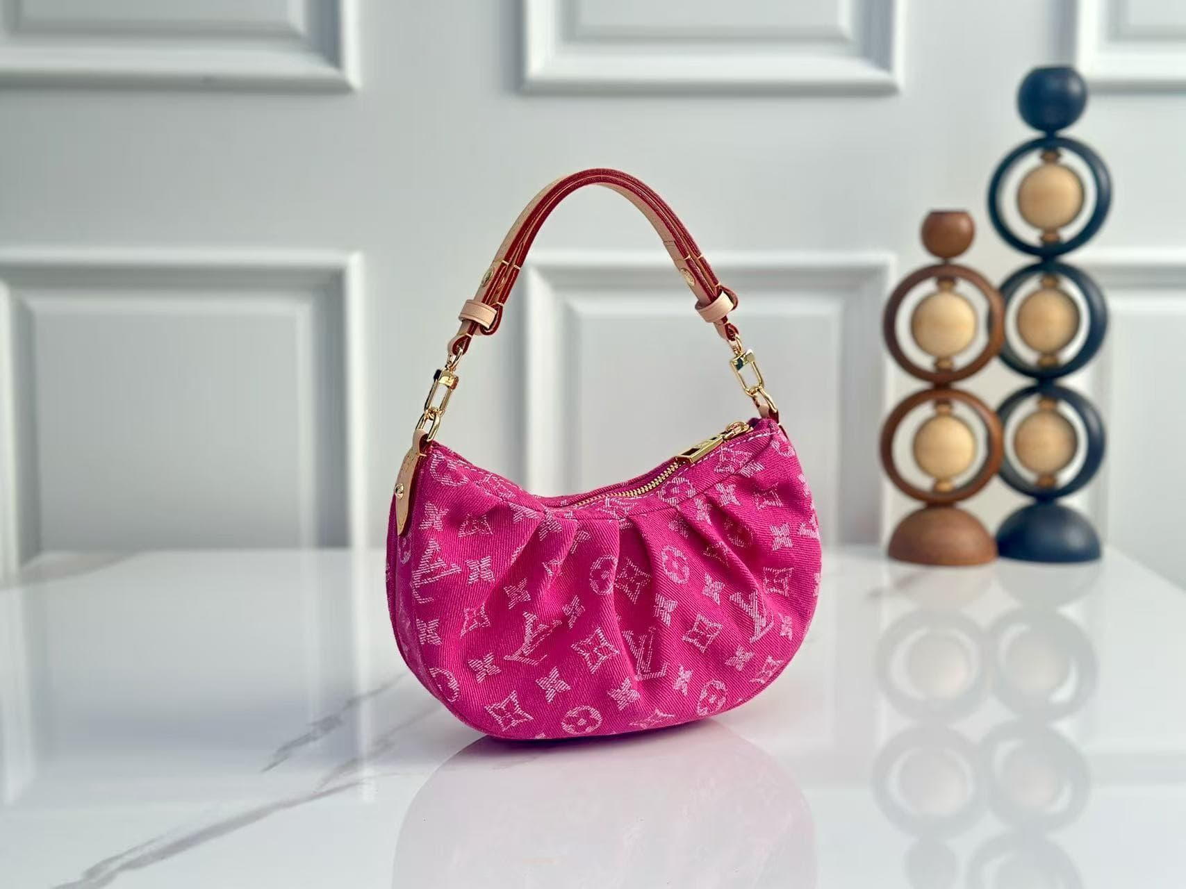 Louis Vuitton Pochette Valley Monogram Denim Fuchsia M28327 High