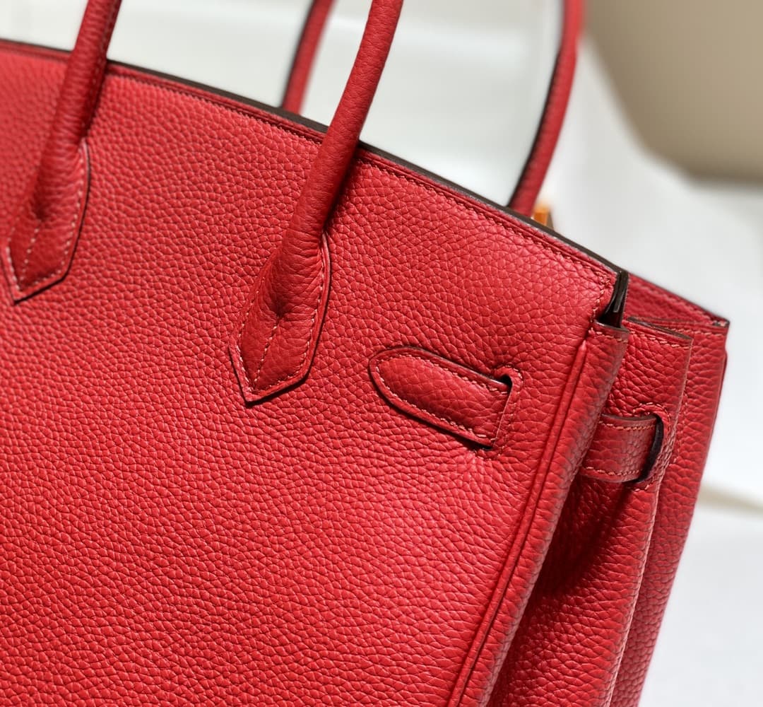 Hermes Birkin 25/30/35cm Bag Calfskin Silver/Gold Metal In Red High