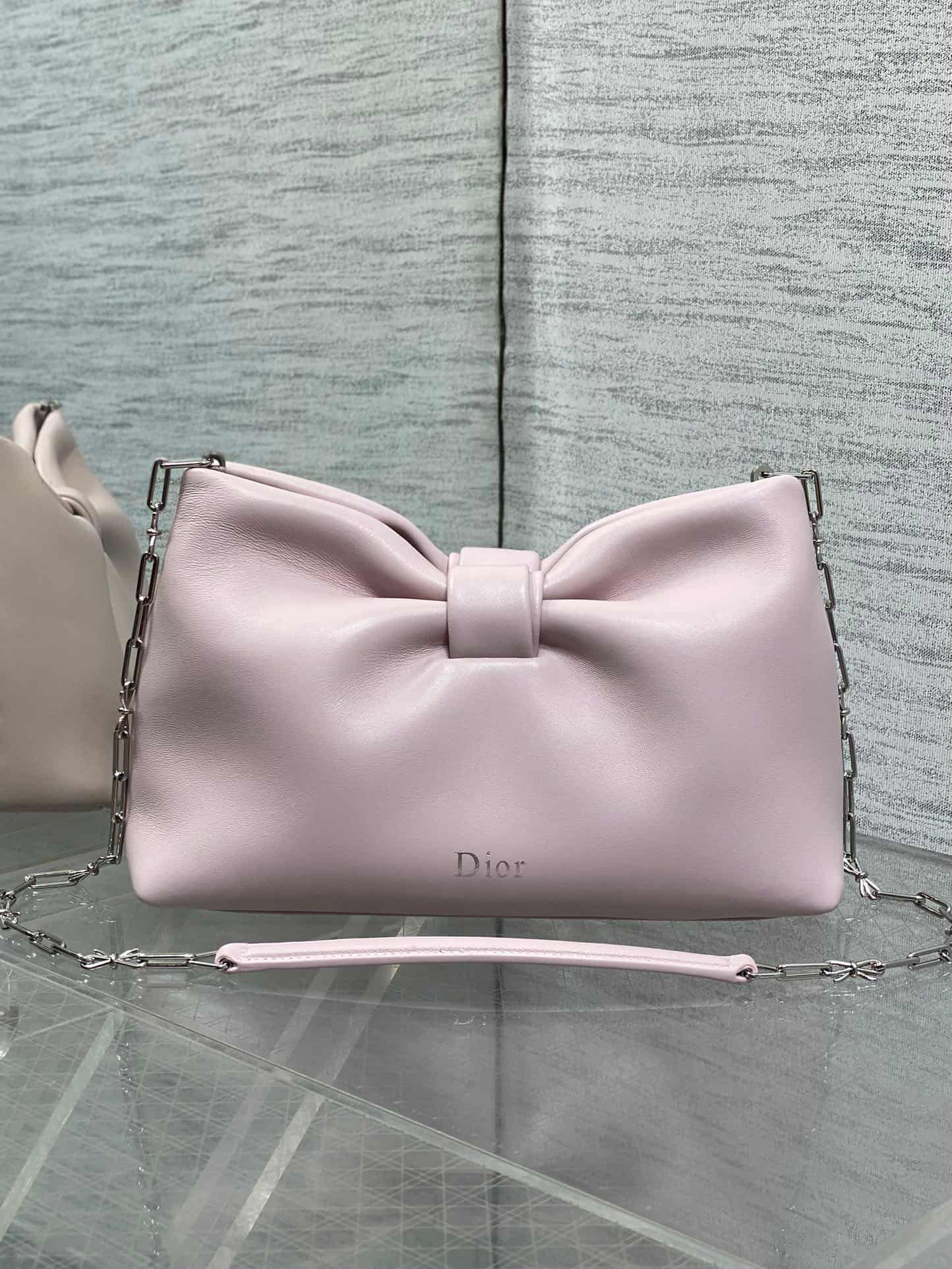 Small Dior Bow Bag Rose Songe Leather High