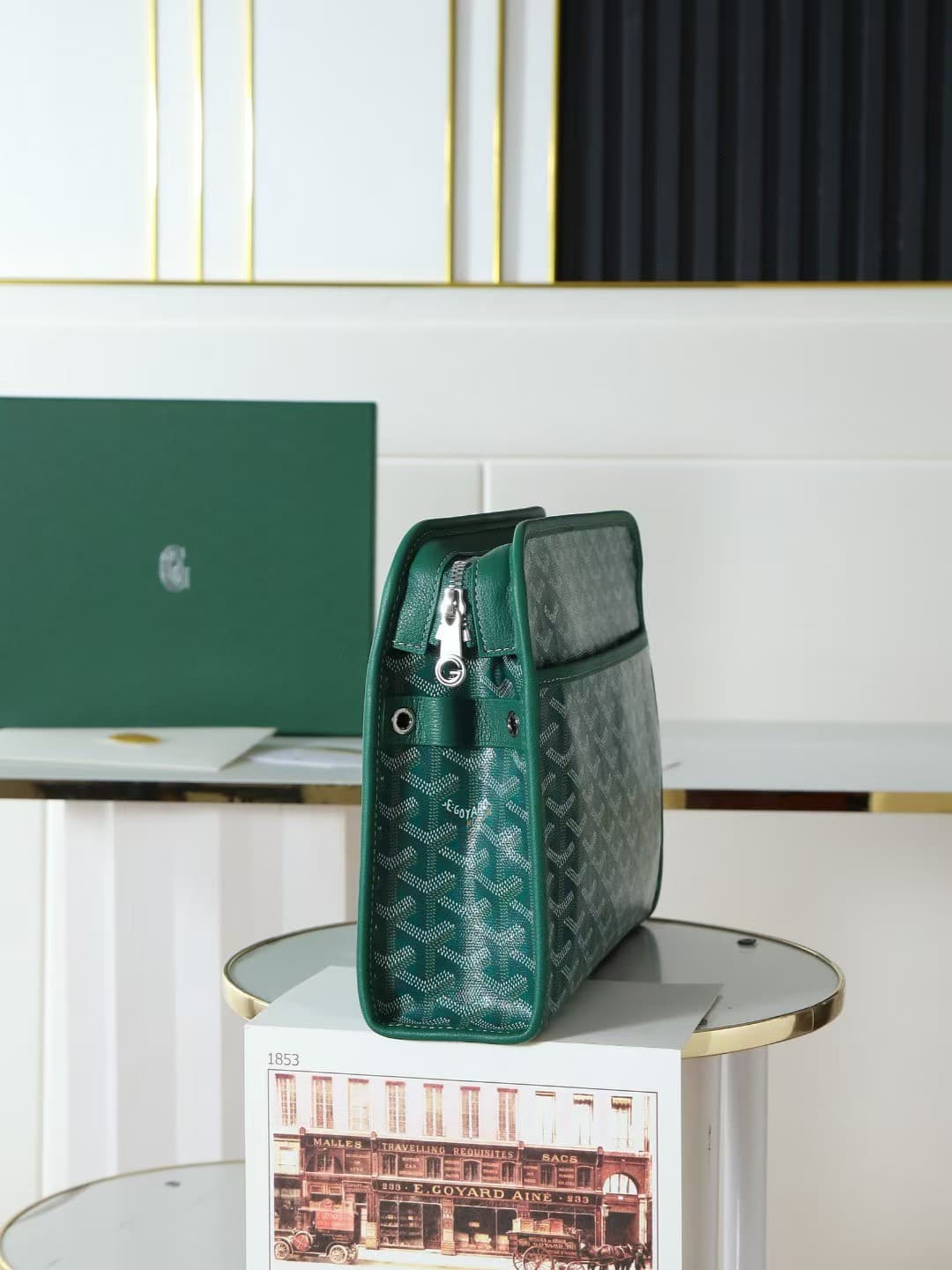 Goyard Jouvence Medium Toiletry Bag in Green Goyardine Canvas High