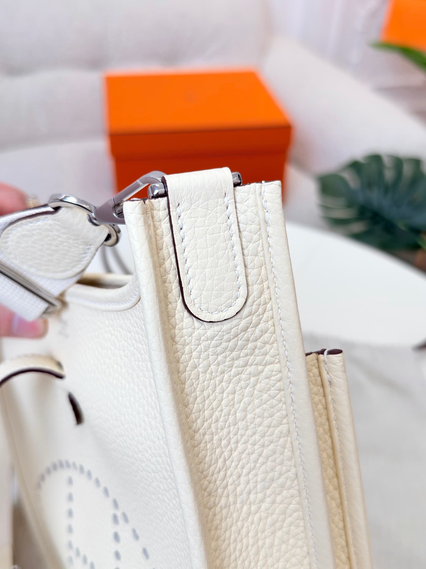 Hermes Evelyne Mini 23 Bag Calfskin In Nata WAX High