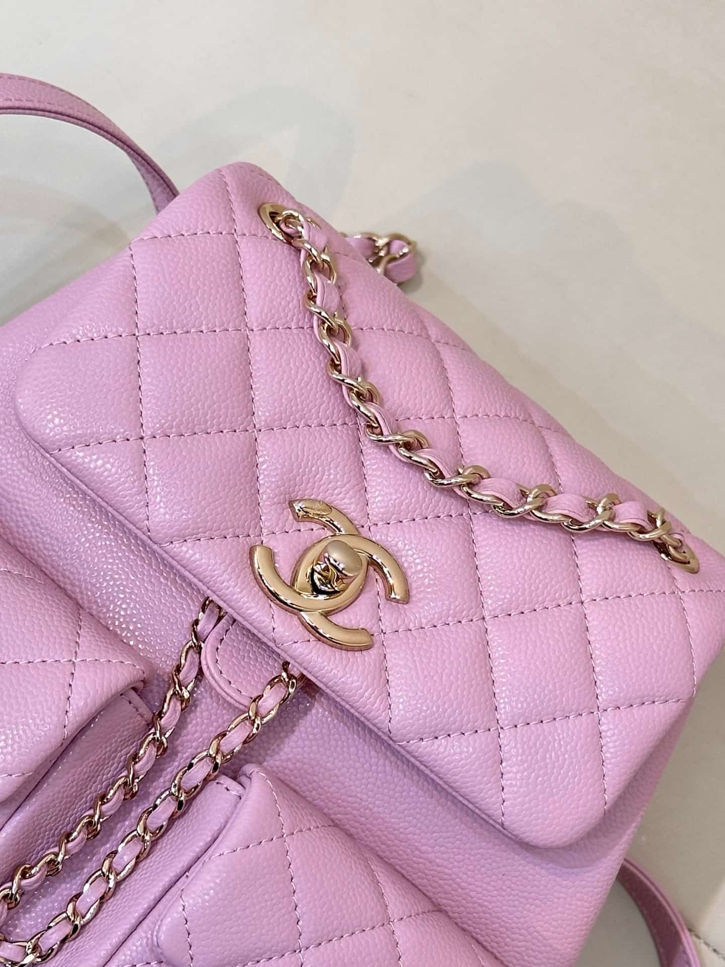 Chanel BACKPACK AS3860 Grained Shiny Calfskin & Gold-Tone Metal Pink TOP
