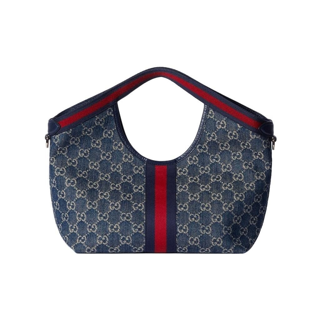 Gucci Giglio small tote bag 860845 blue and white GG denim High