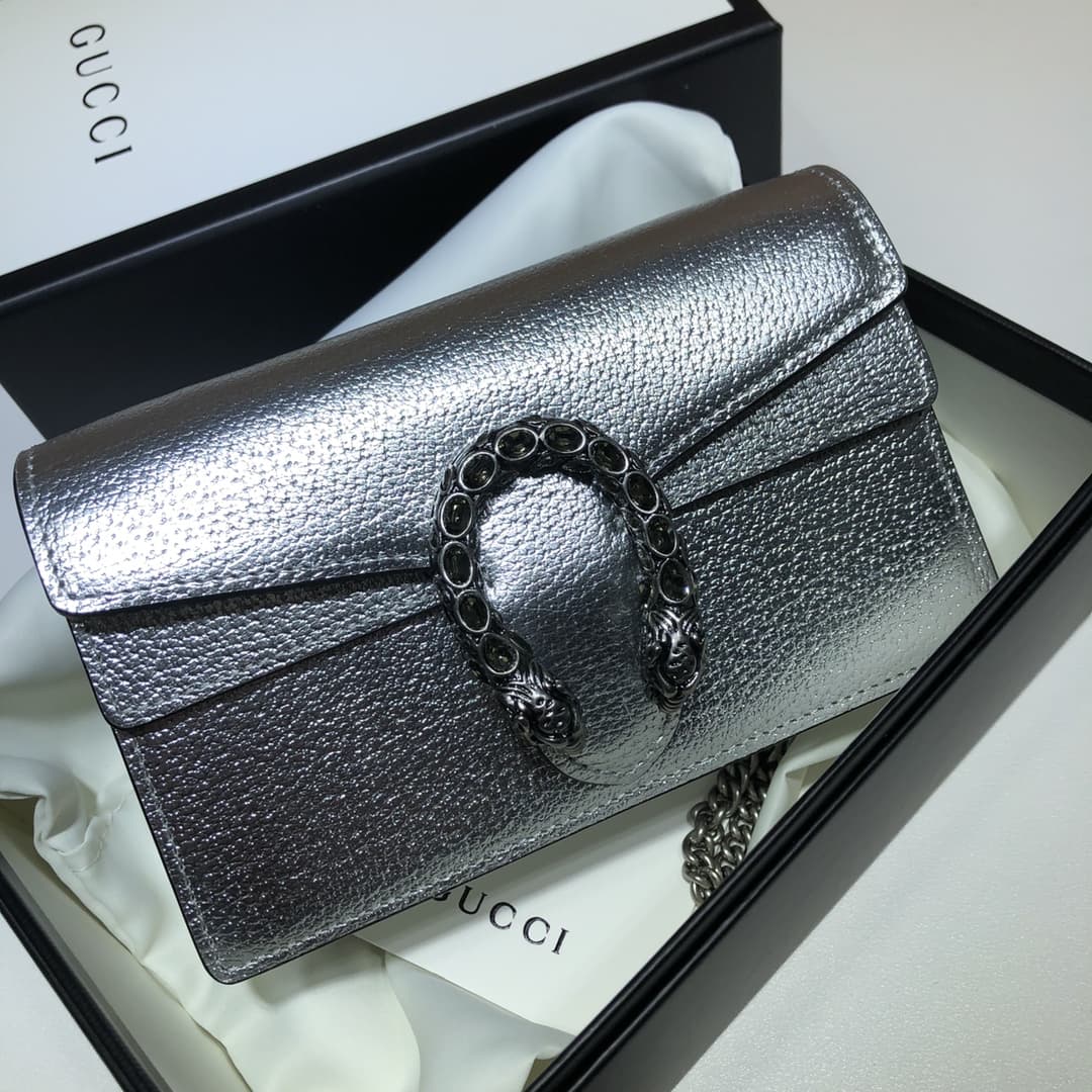 Dionysus super mini leather bag 476432 Silver high