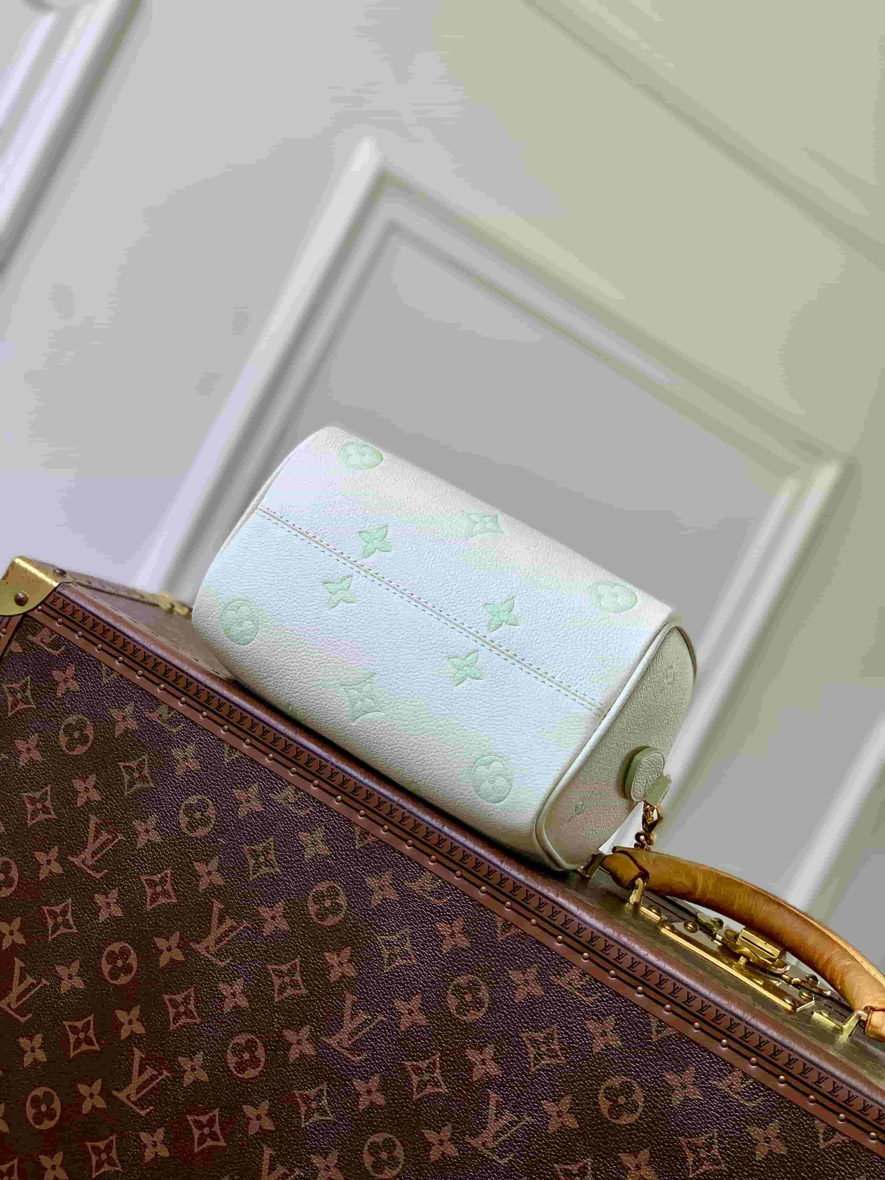 Louis Vuitton Speedy Bandoulière 20 Milky White/Green Cowhide leather M27572 High