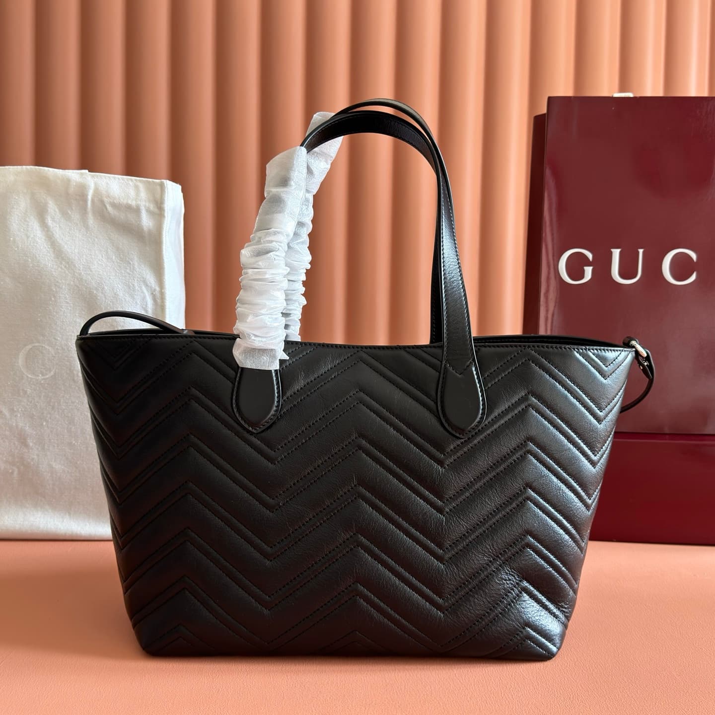Gucci GG Marmont medium tote bag black leather 855279 High