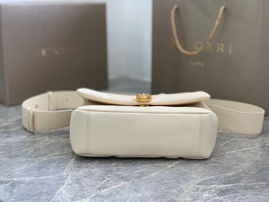 BVLGARI Serpenti Cabochon Small Cross-body Bag White High