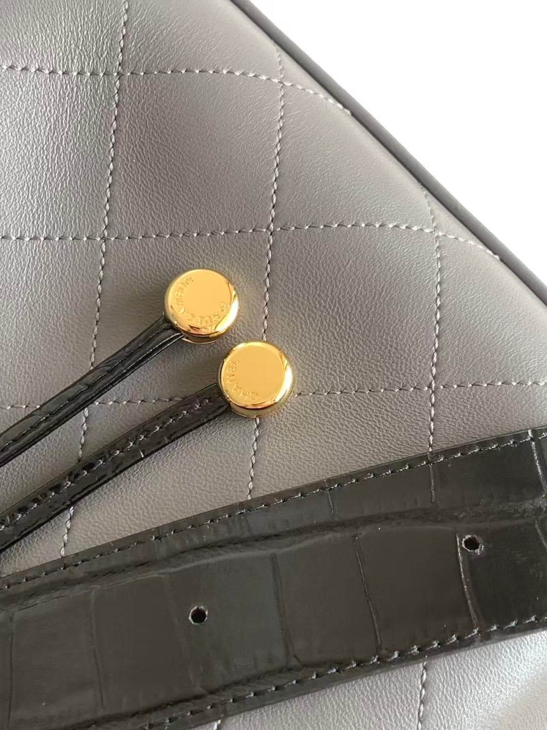 Chanel Bucket Bag Calfskin Leather & Gold-Tone Metal Grey AS6584 A