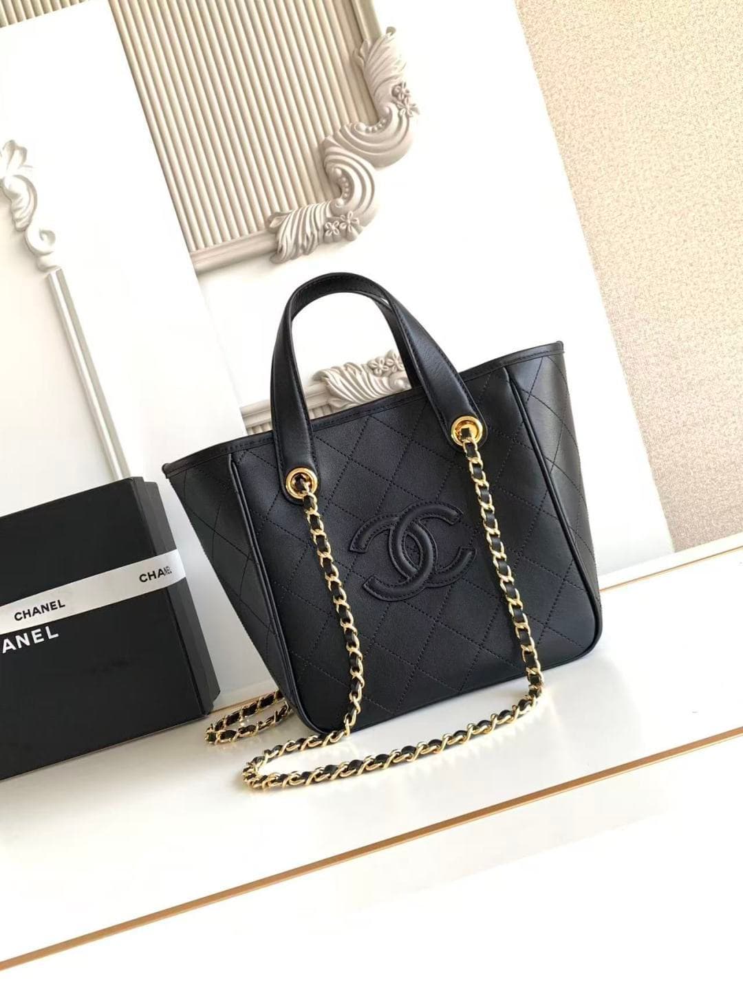 Chanel Mini Shopper Bag Calfskin and Gold-tone Metal Black AS6199 A